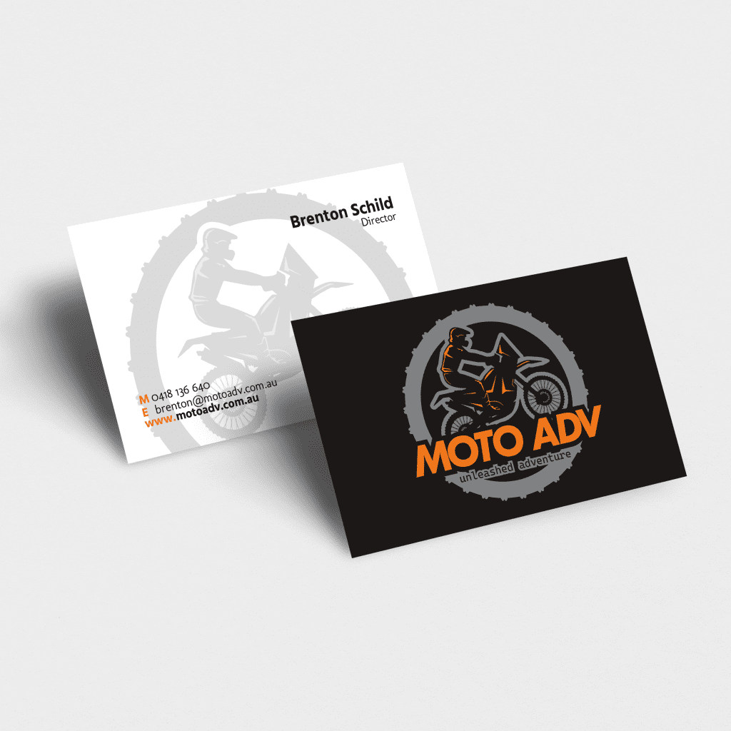 Business Card design for Moto ADV featuring Adventure Motorbike by Dot Design Studio